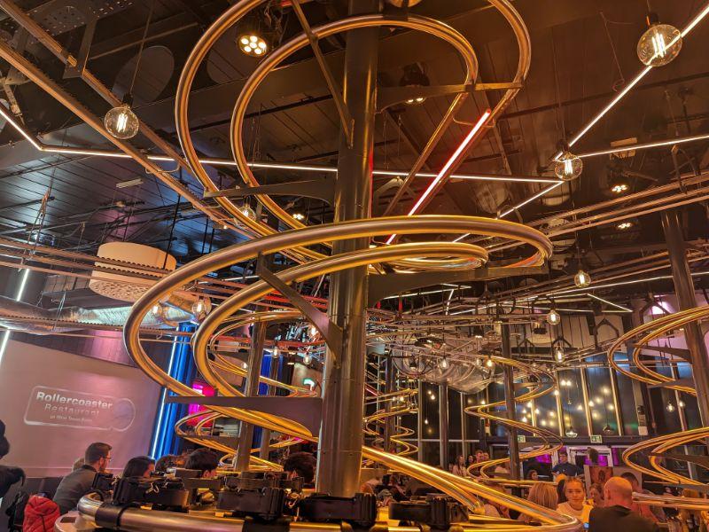 Eating at the Rollercoaster Restaurant