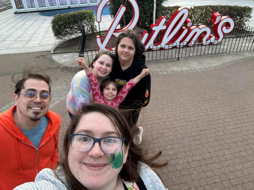 Our family outside the Butlin's Skegness sign