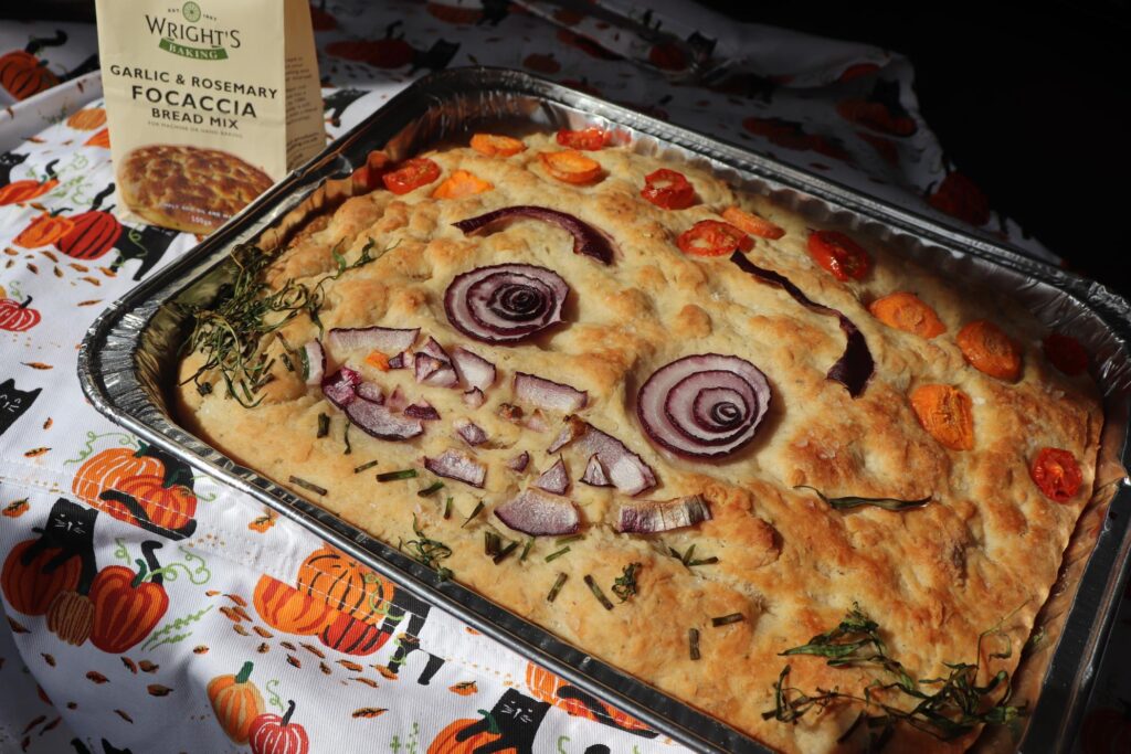 Making Spooky Focaccia with Wright's Baking