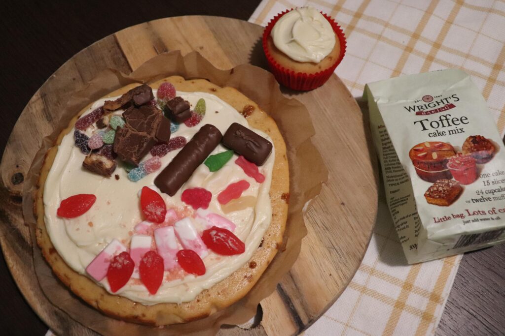 Making a Candy Pizza with Wright's Baking Toffee Cake Mix