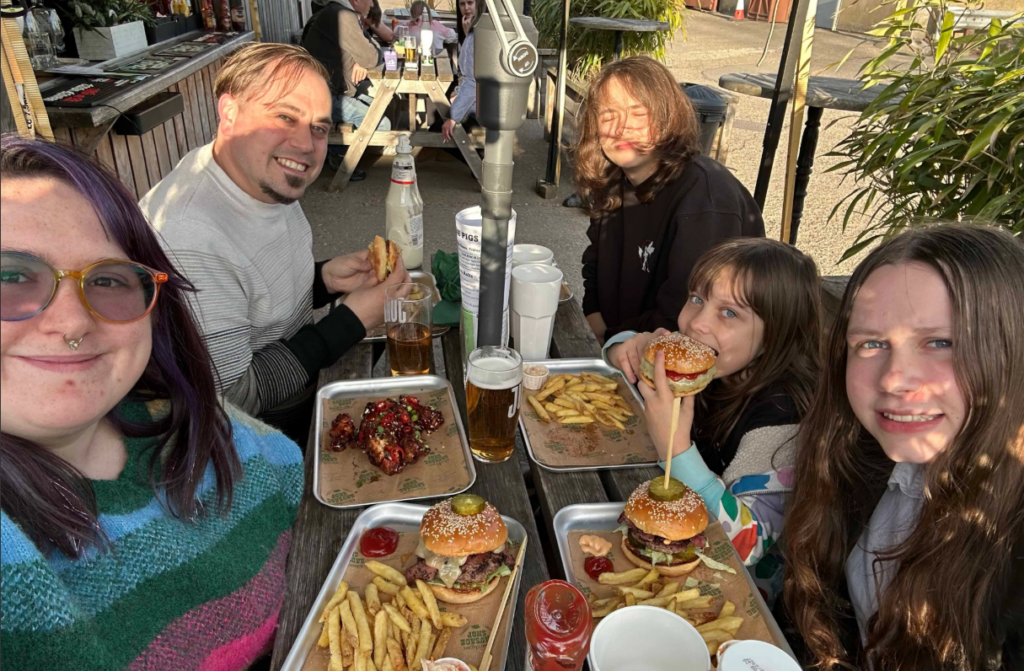 Eating Burgers at The Pig's Head Pub in Mayfield Farm