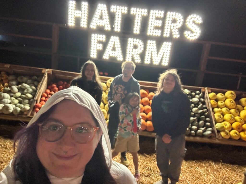Hatter's Farm Pumpkin Nights has neon pumpkins!